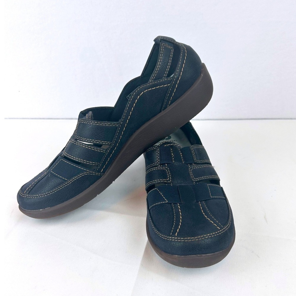 Clarks Cloudsteppers‎ Sillian Tino Navy Blue Slip On Loafers Womens 8.5 M